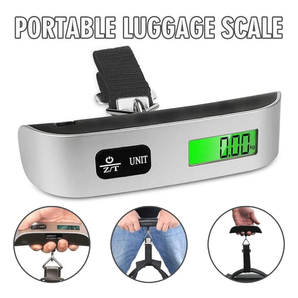 Bilancia digitale per valigie 110 lb 50 kg, portatile e maneggevole, con gancio per pesare il bagaglio e ideale per il viaggio.