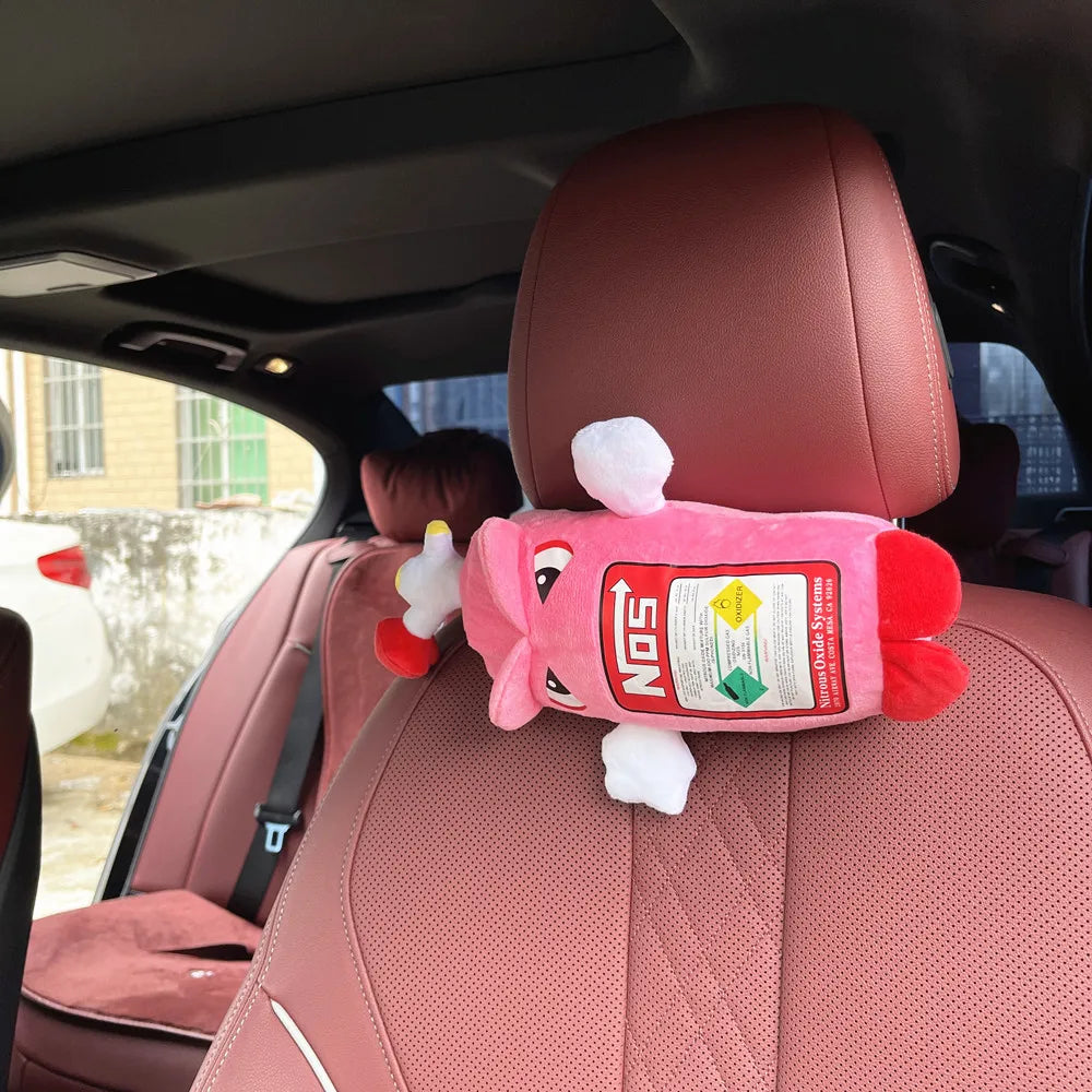 Cuscino per Collo Auto, Poggiatesta per Conducente e Passeggero Anteriore, Cuscino a Forma di Bottiglia di NOS con Ali, Decorazione per Auto, Cuscino per Poggiatesta in Pile