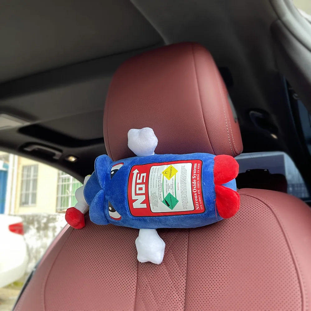 Cuscino per Collo Auto, Poggiatesta per Conducente e Passeggero Anteriore, Cuscino a Forma di Bottiglia di NOS con Ali, Decorazione per Auto, Cuscino per Poggiatesta in Pile