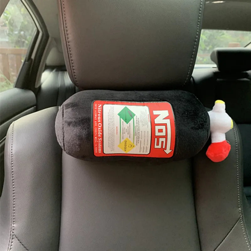 Cuscino per Collo Auto, Poggiatesta per Conducente e Passeggero Anteriore, Cuscino a Forma di Bottiglia di NOS con Ali, Decorazione per Auto, Cuscino per Poggiatesta in Pile