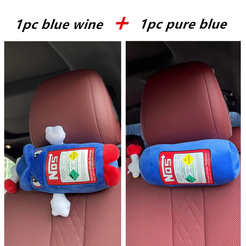 Cuscino per Collo Auto, Poggiatesta per Conducente e Passeggero Anteriore, Cuscino a Forma di Bottiglia di NOS con Ali, Decorazione per Auto, Cuscino per Poggiatesta in Pile