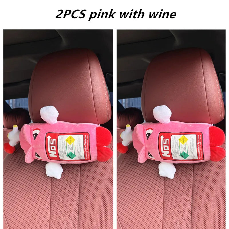 Cuscino per Collo Auto, Poggiatesta per Conducente e Passeggero Anteriore, Cuscino a Forma di Bottiglia di NOS con Ali, Decorazione per Auto, Cuscino per Poggiatesta in Pile