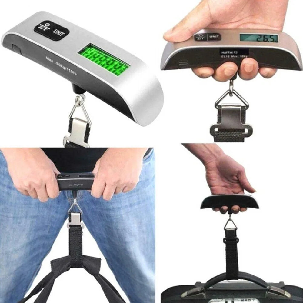 Bilancia digitale per valigie 110 lb 50 kg, portatile e maneggevole, con gancio per pesare il bagaglio e ideale per il viaggio.