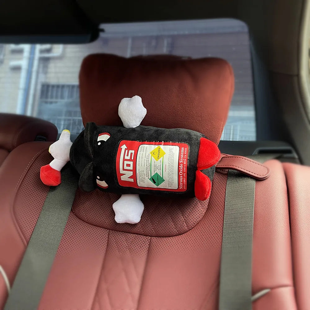 Cuscino per Collo Auto, Poggiatesta per Conducente e Passeggero Anteriore, Cuscino a Forma di Bottiglia di NOS con Ali, Decorazione per Auto, Cuscino per Poggiatesta in Pile