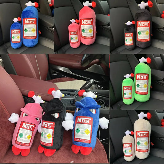 Cuscino per Collo Auto, Poggiatesta per Conducente e Passeggero Anteriore, Cuscino a Forma di Bottiglia di NOS con Ali, Decorazione per Auto, Cuscino per Poggiatesta in Pile
