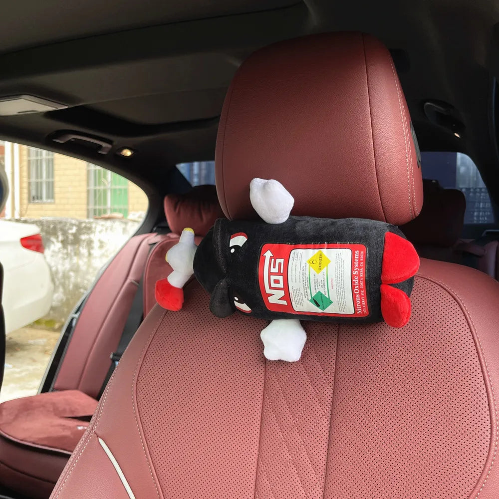Cuscino per Collo Auto, Poggiatesta per Conducente e Passeggero Anteriore, Cuscino a Forma di Bottiglia di NOS con Ali, Decorazione per Auto, Cuscino per Poggiatesta in Pile