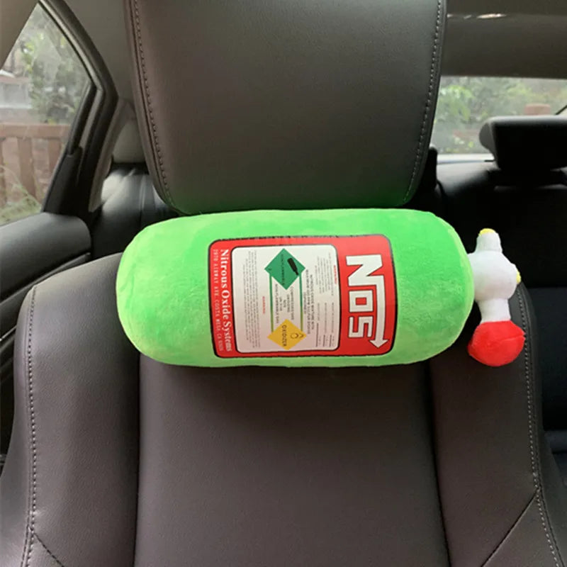 Cuscino per Collo Auto, Poggiatesta per Conducente e Passeggero Anteriore, Cuscino a Forma di Bottiglia di NOS con Ali, Decorazione per Auto, Cuscino per Poggiatesta in Pile