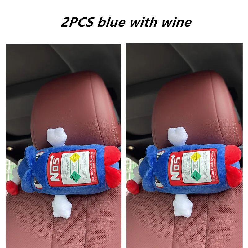 Cuscino per Collo Auto, Poggiatesta per Conducente e Passeggero Anteriore, Cuscino a Forma di Bottiglia di NOS con Ali, Decorazione per Auto, Cuscino per Poggiatesta in Pile